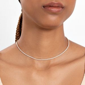 Colar Riviera Cravejado em Prata 925 com Banho de Ouro Amarelo 18k