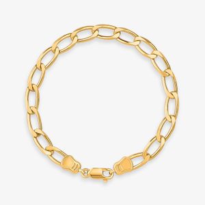 Pulseira Malha Elos em Prata 925 com Banho de Ouro Amarelo 18k - 19 cm