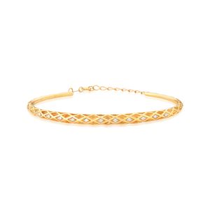 Pulseira Rígida  com Diamantes em Ouro Amarelo 18k - 17 cm