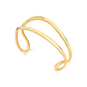 Pulseira Rígida Orgânica com Topázio em Prata 925 com Banho de Ouro Amarelo 18K - 16 cm