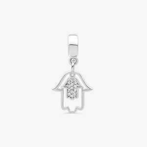 Charm Mão Hamsa Cravejado em Prata 925