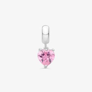 Charm Coração Rosa Cravejado em Prata 925
