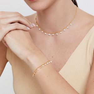 Pulseira Pontos de Luz em Prata 925 com Banho de Ouro Amarelo 18k