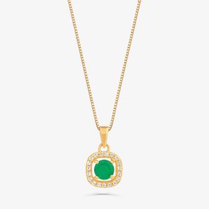 Pingente com Ágata Verde e Topázio em Prata 925 com Banho de Ouro Amarelo 18k