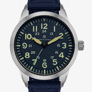 Relógio Monte Carlo Militar Masculino em Aço com Pulseira de Nylon Azul