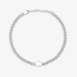 Pulseira Corrente Longo com Pérola em Prata 925 - 18 cm