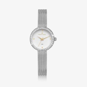 Relógio Monte Carlo Feminino em Aço Prateado e Mostrador Branco com 36 Cristais Swarovski