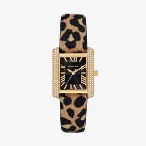 Relógio Michael Kors Emery Feminino em Aço Dourado e Cristais com Pulseira Animal Print MK7387/0DN