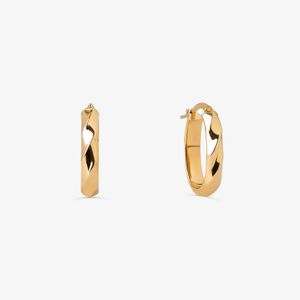 Brinco Argola Trabalhada em Ouro Amarelo 18k - 16 mm