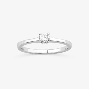 Anel Solitário com 20 pontos de Diamantes em Ouro Branco 18k