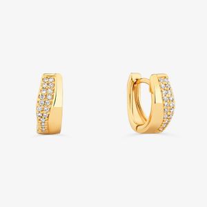 Brinco Curvas com Diamante em Ouro Amarelo 18k