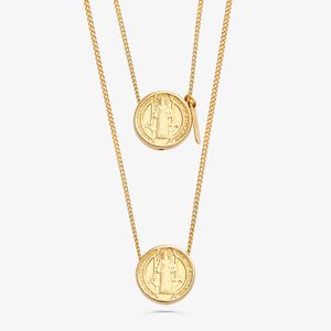 Colar Escapulário São Bento em Prata 925 com banho de Ouro amarelo 18k