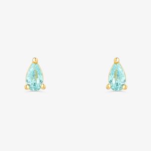 Brinco Gota Azul Cravejada em Prata 925 com Banho de Ouro Amarelo 18k