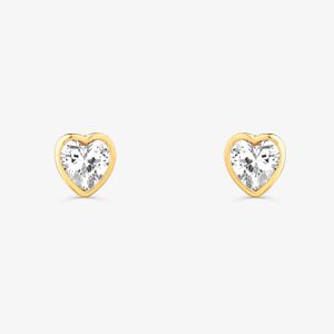 Brinco Coração Cravejado em Prata 925 com Banho de Ouro Amarelo 18k