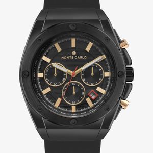 Relógio Monte Carlo Masculino em Aço Preto com Pulseira de Silicone Preto