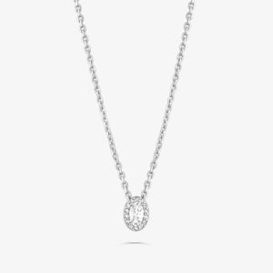 Colar Pedra Oval Cravejado em Prata 925