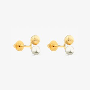 Brinco Infantil com Esfera e Pérola em Ouro Amarelo 18k