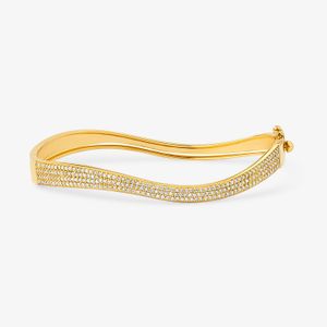 Pulseira Curvas com Diamante em Ouro Amarelo 18k - 18cm