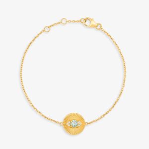 Pulseira Olho Grego Cravejado em Prata 925 com Banho de Ouro Amarelo 18k