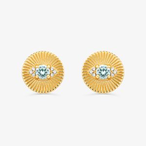 Brinco Olho Grego Cravejado em Prata 925 com Banho de Ouro Amarelo 18k