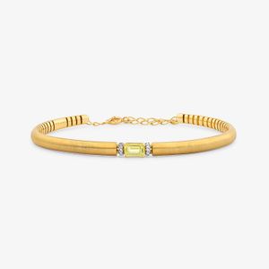 Pulseira Rígida com Diamante e Quartzo Green Gold em Ouro Amarelo 18k