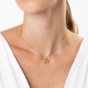 Pingente com Diamante e Quartzo Green Gold em Ouro Amarelo 18k