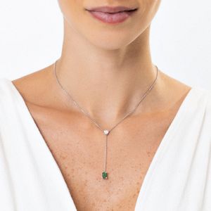 Colar Gravata com Safira e Topázio Verde em Prata 925