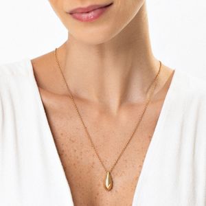 Colar Arredondado Gota em Prata 925 com Banho de Ouro Amarelo 18k