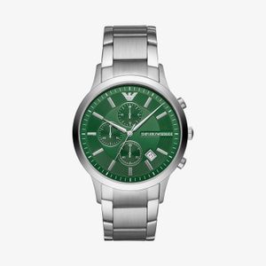 Relógio Emporio Armani Masculino em Aço Prateado e Mostrador Verde AR11507B1