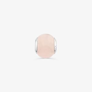 Charm em Quartzo Rosa e Prata 925