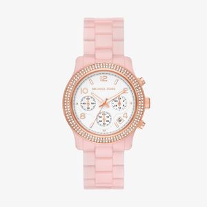 Relógio Michael Kors Runway Cronógrafo Feminino em Acetato Rosa e Cristais MK7424/9TN