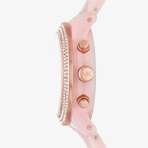 Relógio Michael Kors Runway Cronógrafo Feminino em Acetato Rosa e Cristais MK7424/9TN