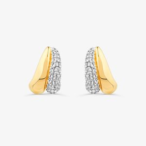 Brinco Gotas com Topázio em Prata 925 com banho de Ouro Amarelo 18k