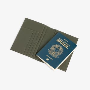 Porta-Passaporte em Couro Verde Musgo