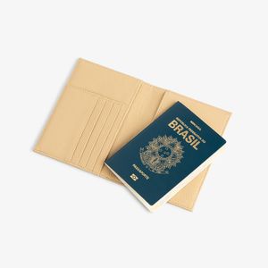 Porta-Passaporte Feminino em Couro Bege