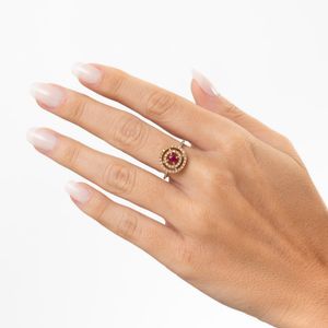 Anel  Maxi com  Rubi  e Diamantes em Ouro Amarelo 18K