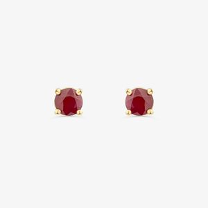 Brinco Stud com Rubi em Ouro Amarelo 18K