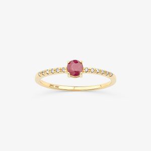 Anel com Rubi e Diamantes em Ouro Amarelo 18K