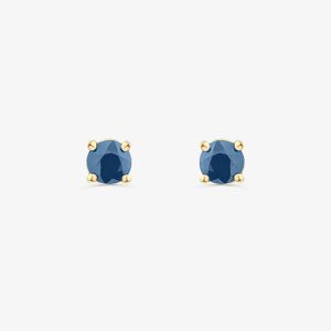 Brinco Stud com Safira Azul em Ouro Amarelo 18K