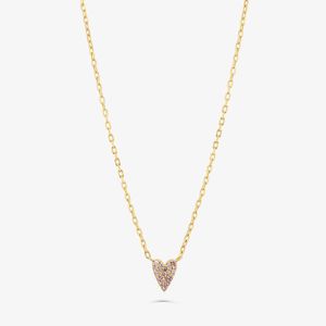 Colar Coração Cravejado em Prata 925 com Banho de Ouro Amarelo 18k