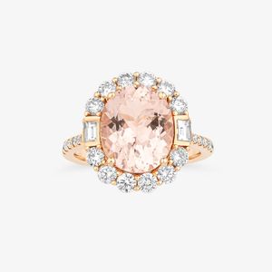 Anel com Morganita e Diamantes em Ouro Rosé 18k