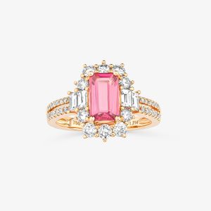 Anel com Turmalina Rosa e Diamantes em Ouro Rosé 18k