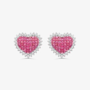 Brinco com Rubi e Diamantes em Ouro Branco 18k