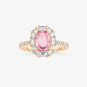 Anel com Safira Rosa e Diamantes em Ouro Rosé 18k