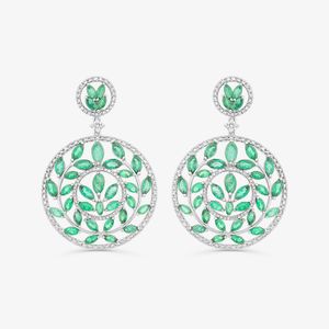 Brinco com Esmeraldas e Diamantes em Ouro Branco 18k