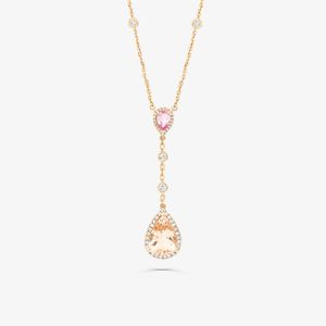 Colar com Morganita e Diamantes em Ouro Rosé 18k