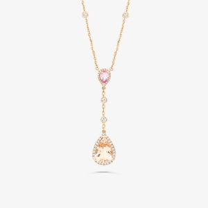 Colar com Morganita e Diamantes em Ouro Rosé 18k