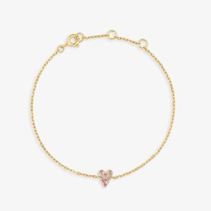 Pulseira Coração Cravejado em Prata 925 com Banho de Ouro Amarelo 18k