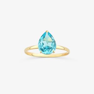 Anel com Topázio Azul em Ouro Amarelo 18k