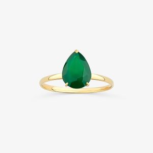 Anel Com Quartzo Verde em Ouro Amarelo 18k